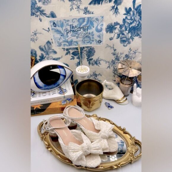 🆕 LOEFFLER RANDALL 🧿 NWOT Dahlia White Lace Bow Mid Heel, Sz 6 - Picture 2 of 15